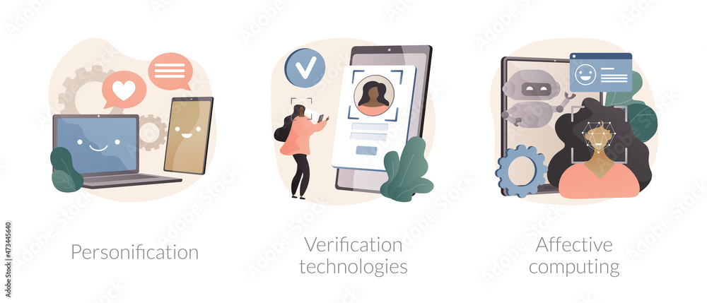 Poster data access and user experience abstract concept vector illustrations.