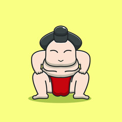 cute sumo chibi vector illustration