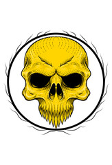 Human skull with root vector illustration