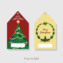 Fototapeta na wymiar Printable Christmas Gift Tag Message or Name Tag