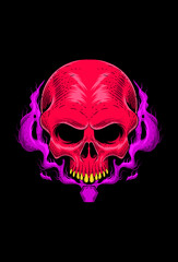 Skull with devil potion vector illustration