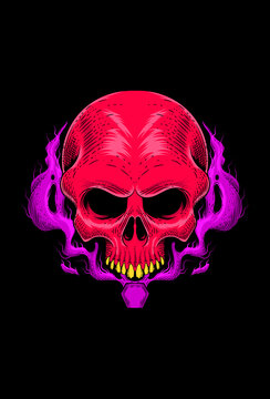 Skull with devil potion vector illustration