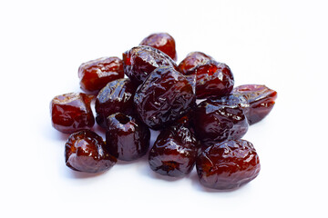 Sweet chinese jujube dessert on white background.