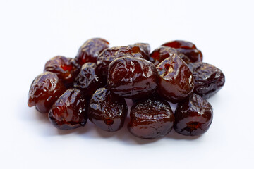 Sweet chinese jujube dessert on white background.