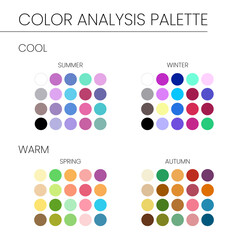 Seasonal Color Analysis Palette with Best Colors for Winter, Autumn, Spring, Summer Types