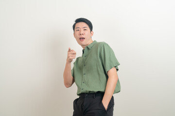 young Asian man with funny and crazy face