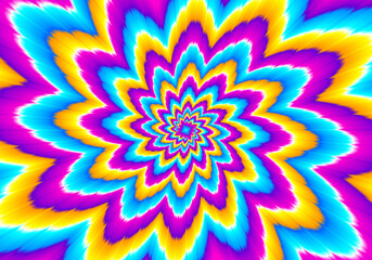 Colorful flower blossom. Optical illusion of movement.