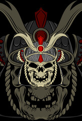 Naklejka premium Skull with samurai vector illustration