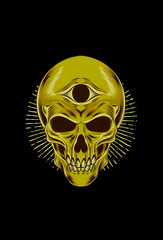 Human skull with eyes vector illustration