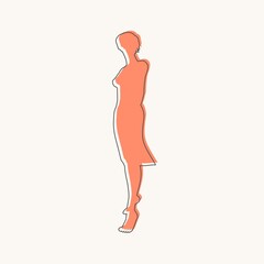 Silhouette of standing young woman in summer dress