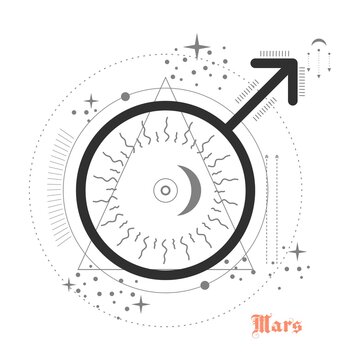 Zodiac and astrology symbol of the Mars planet