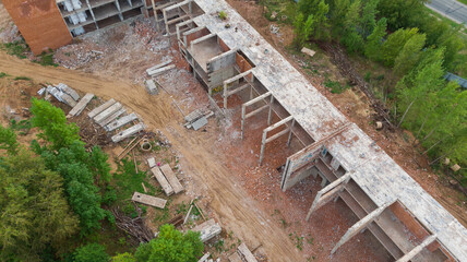 unfinished building in the city top view