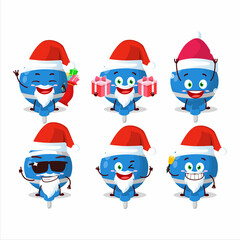 Santa Claus emoticons with blue lolipop wrapped cartoon character