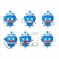 Doctor profession emoticon with blue lolipop wrapped cartoon character