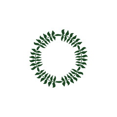 leaf circle border graphic design template vector