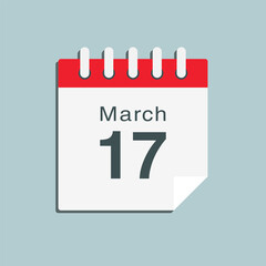 Icon day date 17 March, template calendar page