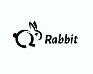 abstract simple rabbit art logo template illustration
