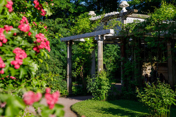 Old vintage Pergola veranda in italian style in Private garden in the Catherine Park, Tsarskoe...