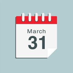 Fototapeta na wymiar Icon day date 31 March, template calendar page