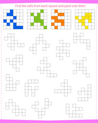  Logic game for children. Find the cells 