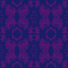 Floral folk damask pattern Fantasy flowers 