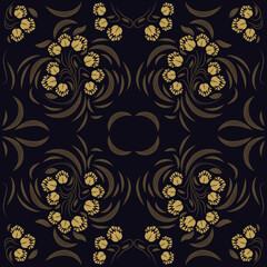 Floral folk damask pattern Fantasy flowers 