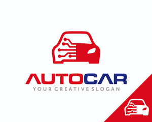 Car AI Technology logo design. Smart Car logo design vector