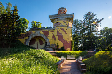 Tower Ruin in the Catherine Park in summer. The Tsarskoye Selo is State Museum-Preserve. Located...
