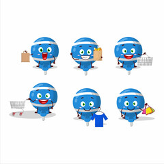 A Rich blue lolipop wrapped mascot design style going shopping