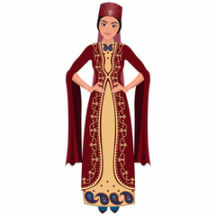 Woman in folk national Turkish costume. Vector illustration