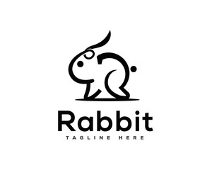 black line rabbit logo template illustration
