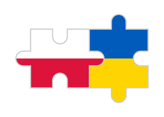 puzzle pieces of poland and ukraine flags. vector illustration isolated on white background	