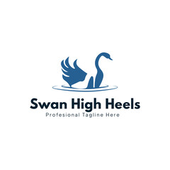 Swan silhouette high heels logo vector