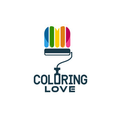 Coloring love logo, vector illustration of love and happy life, happy color for your cheerful business.