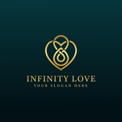 Luxury logo vector with Infinity Love concept in line art style