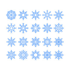 Flat design snow flakes elements set for Merry Christmas and new year