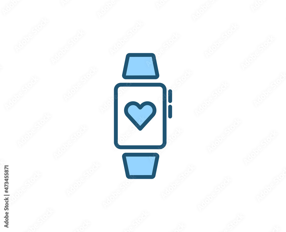 Poster line smart watch icon isolated on white background. outline symbol for website design, mobile applic