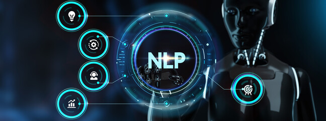 NLP Natural language processing AI Artificial intelligence.3d render