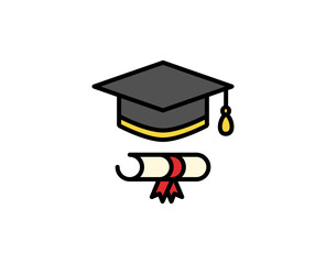 Graduation cap line icon. High quality outline symbol for web design or mobile app. Thin line sign for design logo. Color outline pictogram on white background