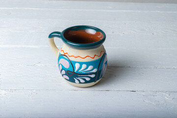traditional mexican mug made of clay for coffee