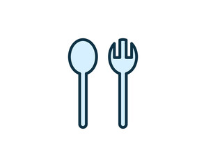 Fork and spoon line icon. High quality outline symbol for web design or mobile app. Thin line sign for design logo. Color outline pictogram on white background