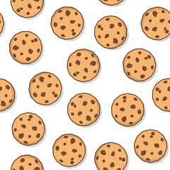 Fototapeta premium Cookies Seamless Pattern On A White Background. Tasty Cookies Pepper Icon Vector Illustration