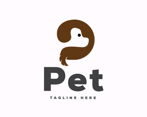 P initial dog head logo icon symbol template illustration
