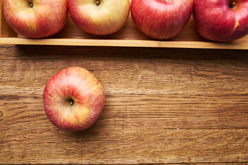 apples on a wooden table vitamins fresh fruits organic