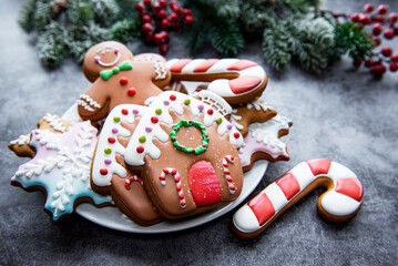 Christmas gingerbread in the plate