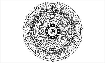 Mandala coloring page. Mandala line art, flower, patter.