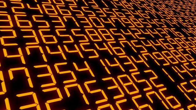 オレンジ　デジタル数字　乱数　7セグメント　ランダム　背景　モーショングラフィックス
