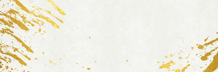 Background image of golden splash pattern on white Japanese paper