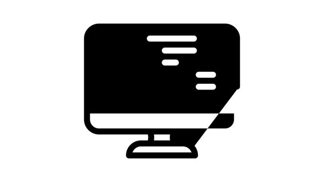 digital model on computer screen animated line icon digital model on computer screen sign. isolated on white background