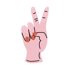 victory signal with hand